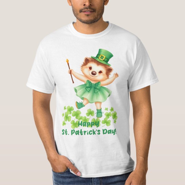 Igel Igelin Gráinneog Happy St. Patricks Day T-Shirt (Vorderseite)