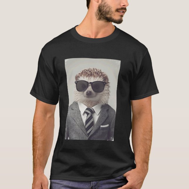 Igel im Anzug Lustiger Igel T-Shirt (Vorderseite)