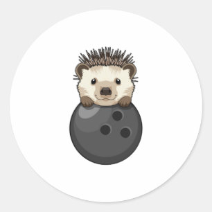 Igel im Bowling mit Bowlingball Runder Aufkleber