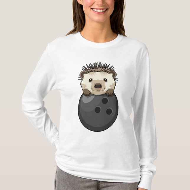 Igel im Bowling mit Bowlingball T-Shirt (Vorderseite)
