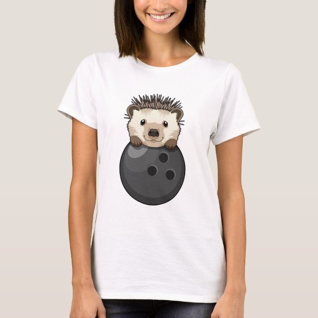 Igel im Bowling mit Bowlingball T-Shirt (Vorderseite)
