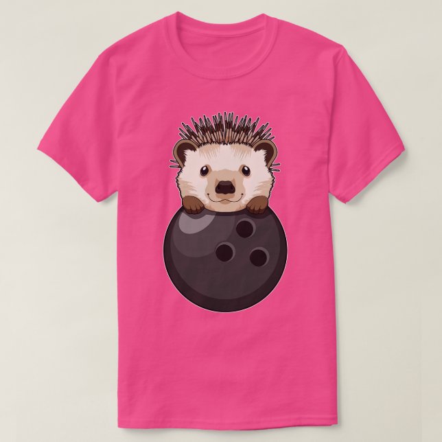 Igel im Bowling mit Bowlingball T-Shirt (Design vorne)