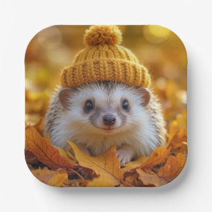 Igel im Herbst Pappteller