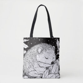Igel im Herbstlaub unter Sternenhimmel Tasche