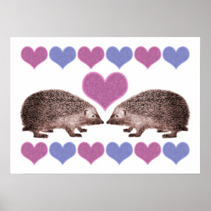 Igel im Liebes-Volksstil-Herzen-Poster Poster