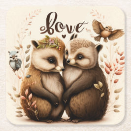 Igel in der Liebe Rechteckiger Pappuntersetzer