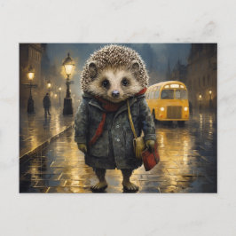 Igel in der Nebel-Aquarellgestaltung Postkarte