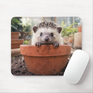 Igel in einem Tongefäß Mousepad