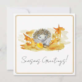 Igel in Herbstlaub Feiertagskarte