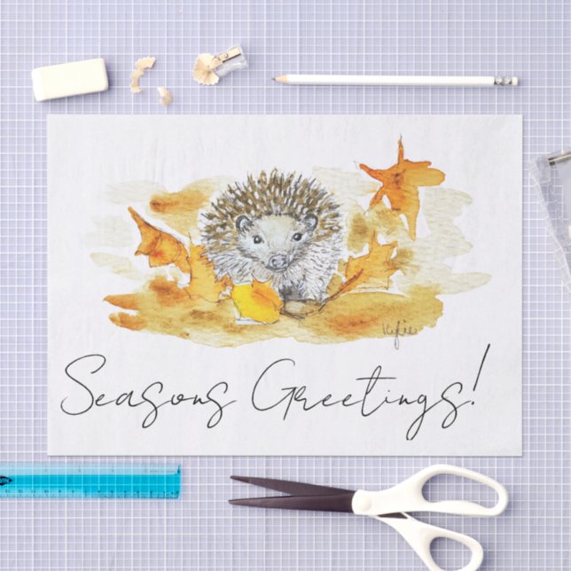 Igel in Herbstlaub Seidenpapier (Handwerk)