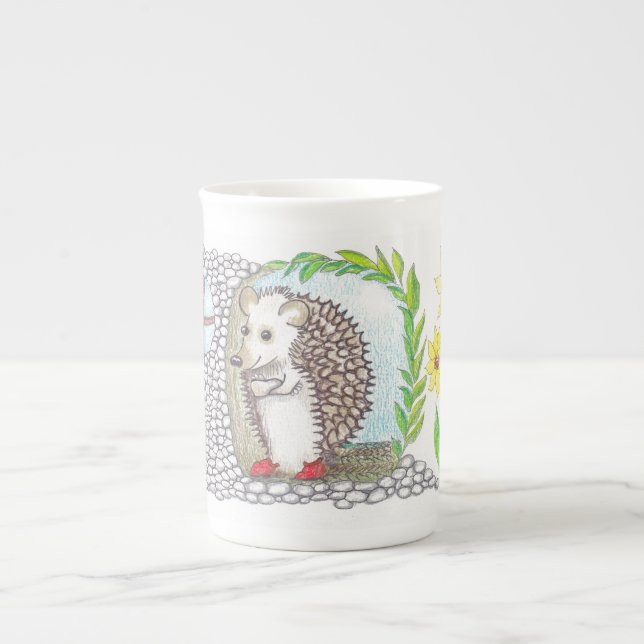 Igel in seiner Zuhause Prozellantasse (Vorderseite)