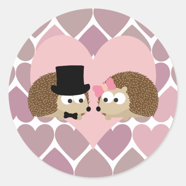 Igel Liebe mit Herz Runder Aufkleber (Vorderseite)