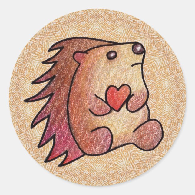 Igel Liebe! Runder Aufkleber (Vorderseite)