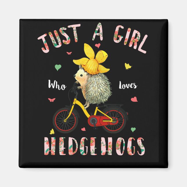 Igel Lover Geschenk Ein Mädchen, das Igel Liebe Magnet (Vorne)