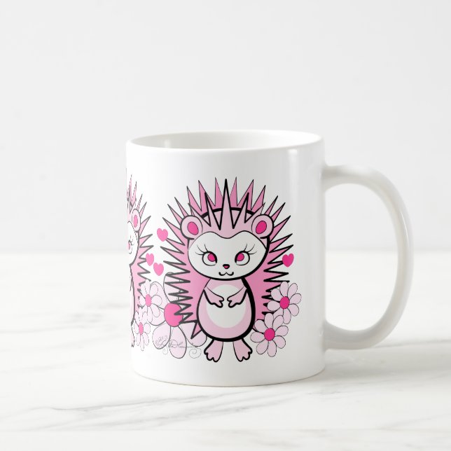 Igel Mädchen Süß Rosa Kaffeetasse (Rechts)