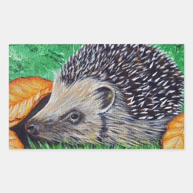Igel-Malerei Rechteckiger Aufkleber (Vorderseite)