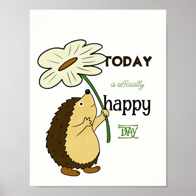 Igel mit Blume Poster (Vorne)