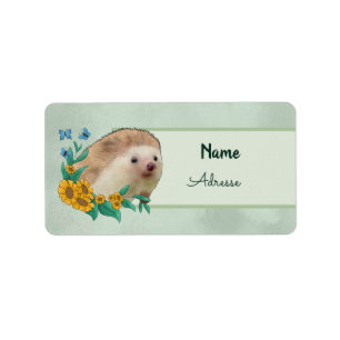 Igel mit Blüten Adressaufkleber