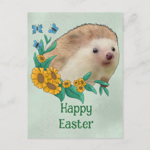 Igel mit Blüten Postkarte