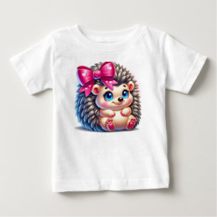 Igel mit Cartoon und rosa Bow Baby T-shirt