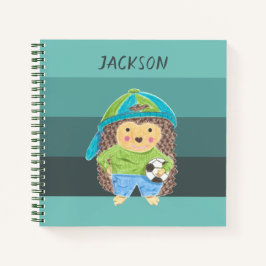 Igel mit Fußball Ball Kid Green Notebook Notizbuch