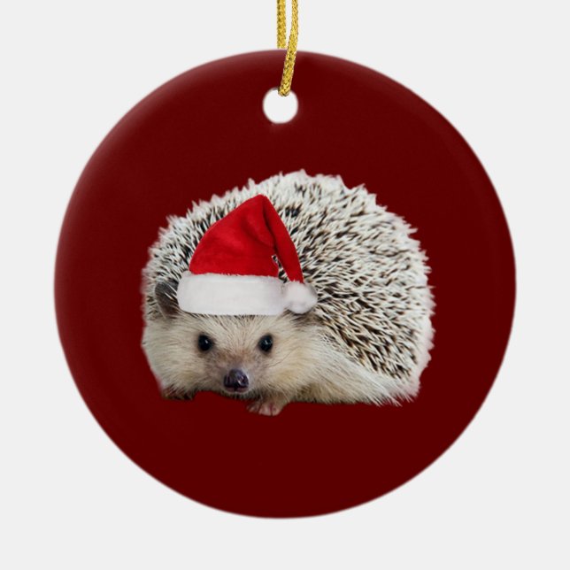 Igel mit Hat Scanner Weihnachten Keramik Ornament (Vorne)