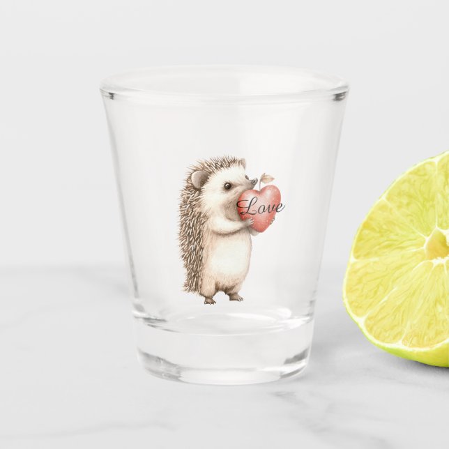 Igel mit Herz Liebe Schnapsglas (Vorderseite)