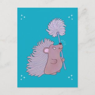 Igel mit Löwenzahn Niedliche Volkskunst Natur Postkarte