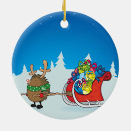 Igel mit roter Nose Keramik Ornament