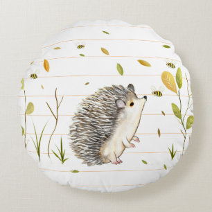 Igel mit weißen Streifen Rundes Kissen