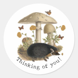 Igel Mushroom Woodland Runder Aufkleber
