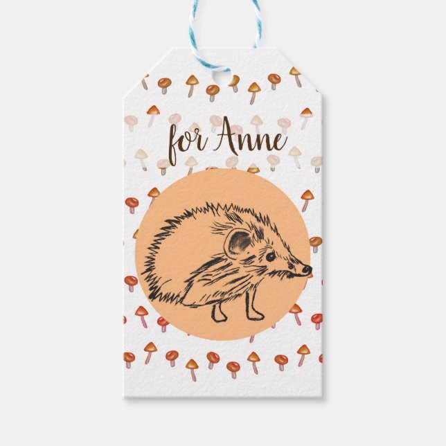 Igel Mushrooms Niedliche Geschenkmarke Geschenkanhänger (Vorderseite)