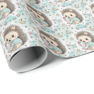 Igel Niedlich Baby Pastell Wasserfarbmuster Geschenkpapier