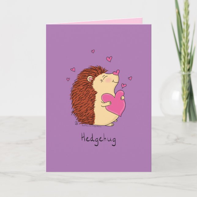 Igel Niedlich Kids Valentinstag Hugs Karte (Vorderseite)