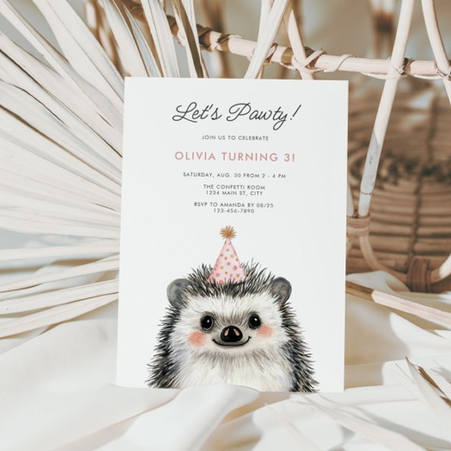Igel Party Hat Woodland Geburtstag Einladung (Cute Hedgehog Party Hat Birthday Invite)