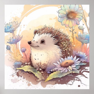 Igel Portrait Tiermalerei Wildnis Außenbereich Poster