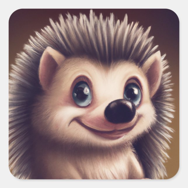 Igel Quadratischer Aufkleber (Vorderseite)