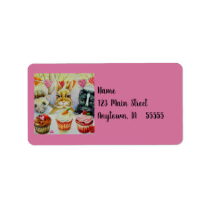 Igel Rabbit Skunk & Cupcakes Adressaufkleber