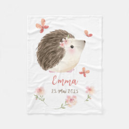 Igel rosa 1 - Aquarell-Design | personalisierbare Fleecedecke