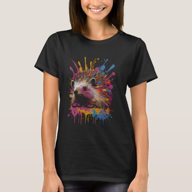 Igel-Spinat-Tierwald Herbstblätter T-Shirt (Vorderseite)