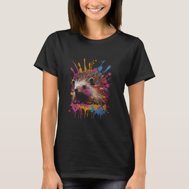 Igel-Spinat-Tierwald Herbstblätter T-Shirt (Vorderseite)