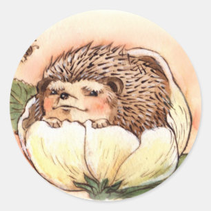 Igel Spring Blume Baby Runder Aufkleber
