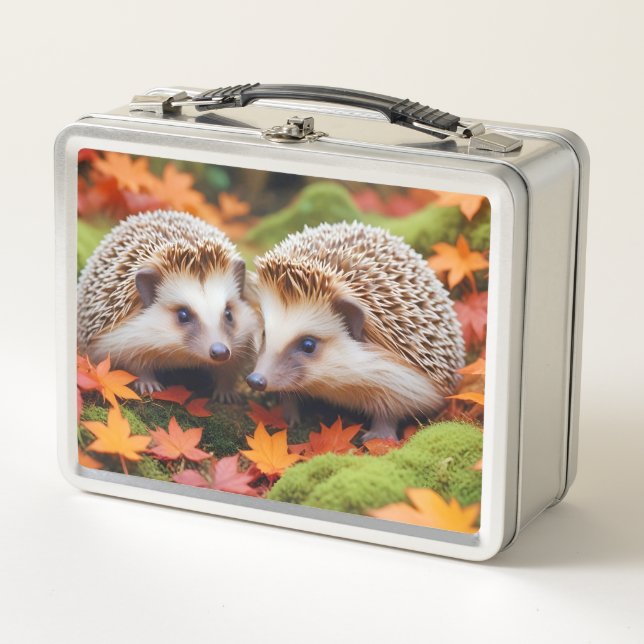 Igel Tier Natur Zuneigung Kümmern Metall Brotdose (Vorderseite)