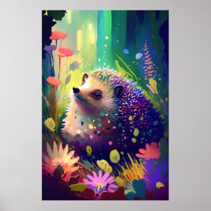 Igel Tierportrait Malerei Wildnis Außenbereich Poster