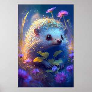 Igel Tierportrait Malerei Wildnis Außenbereich Poster