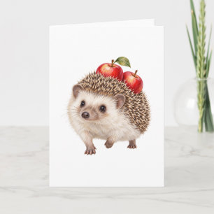 Igel trägt rote Äpfel Karte