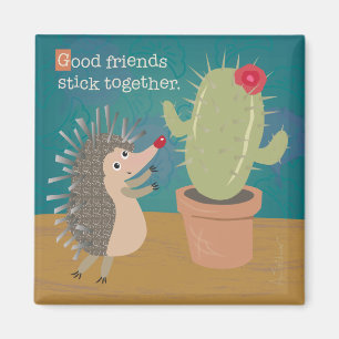 Igel trifft Cactus Magnet