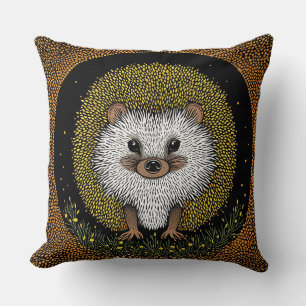 Igel umgeben von lebendigen Mustern Kissen