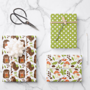 Igel und Amanita Wrapping Paper Geschenkpapier Set