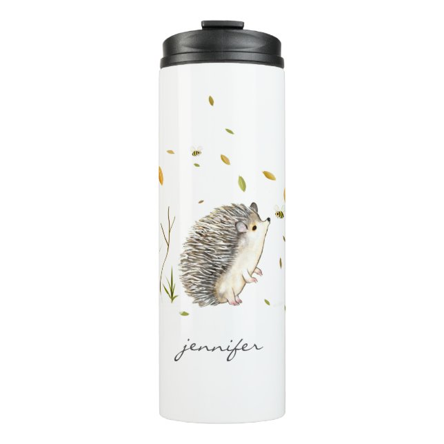Igel und Bienen Personalisiert  Thermosbecher (Vorderseite)